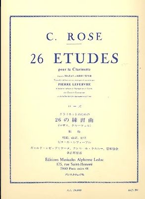 C.ROSE - 26 Etudes pour la clarinette d'après Mazas et Kreutzer